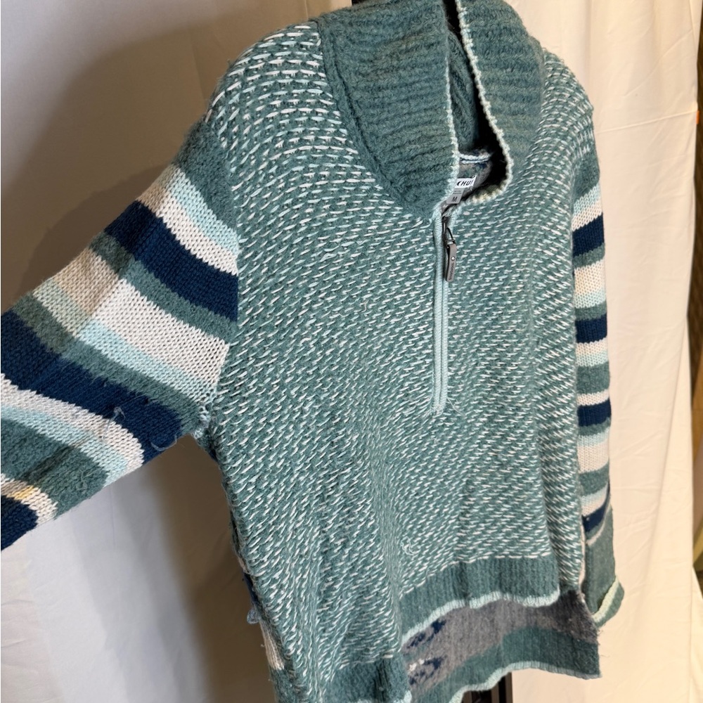 Smartwool Blue And White Patterned Zip-Up Sweater - image 2